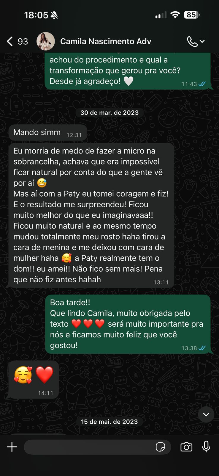 Resultado Design Prime de Sobrancelhas — cliente 01